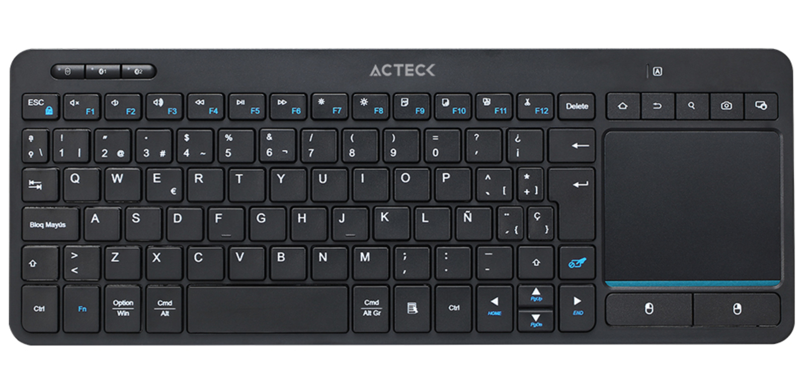 7506215939621  TECLADO INALAMBRICO ACTECK INSPIRE SMARI TI707 CON TOUCHPAD BLUETOOTH NEGRO 