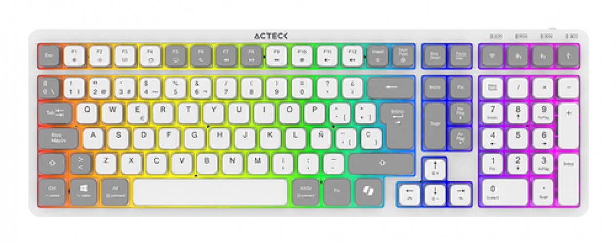 7506215940078 TECLADO ACTECK TECHINO PRO TI790 INALAMBRICO MECANICO RGB BLUETOOTH USB BLANCO