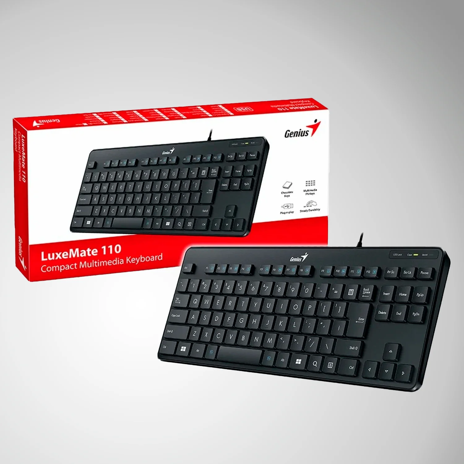 091163257868 TECLADO ALAMBRICO COMPACTO GENIUS LUXEMATE 110 USB TECLAS CHOCOLATE NEGRO 