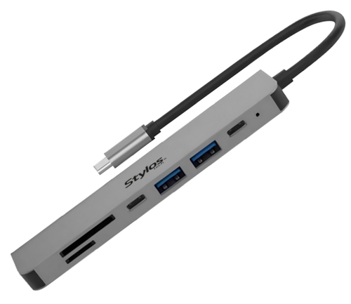 7503053078383 DOCKING STATION STYLOS INTERFAZ USB-C HDMI USB X2 SD USB-C X2 MICROSD GRIS 