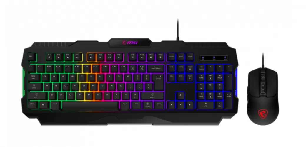 824142382745 KID TECLADO Y MOUSE GAMING MSI FORCE GK 100 COMBO ALAMBRICO USB 1.5M ESPAÑOL NEGRO