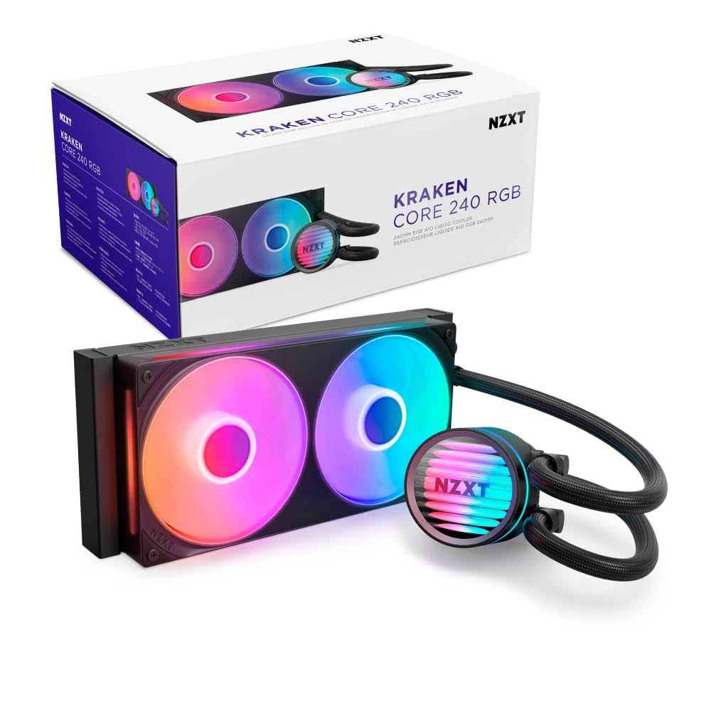 810074846288 ENFRIAMIENTO LIQUIDO NZXT KRAKEN CORE 240 RGB 2X120MM HASTA 2400RPM NEGRO 