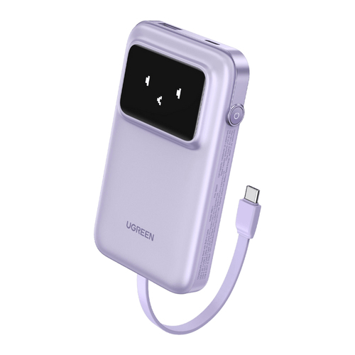 6941876246854 POWER BANK UGREEN UNO 10000 MAH CABLE USB-C INCORPORADO PANTALLA INTELIGENTE  30W 