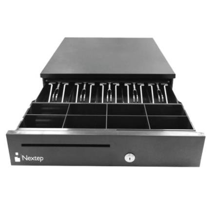 7501811271809  CAJON DE DINERO PARA PUNTO DE VENTA NEXTEP NE-515, 5 BILLETES 8 MONEDAS RJ45 NEGRO