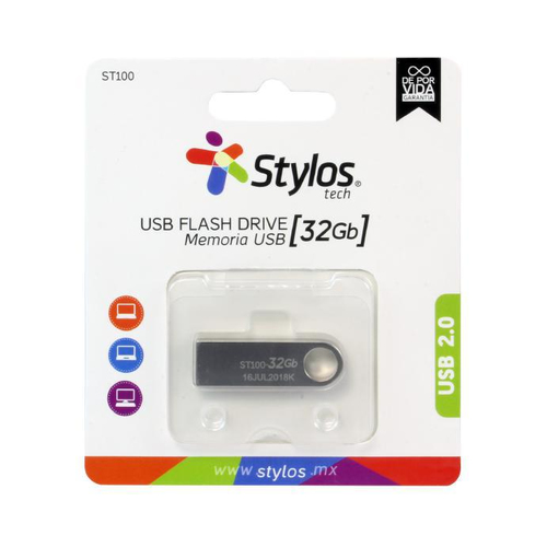 7503024582390 Memoria Usb Stylos Tech, Usb 2.0, 32gb, Plata, Stmusb3b