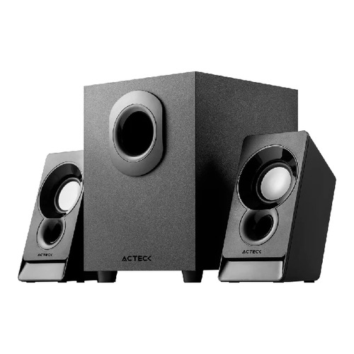 7506215935241 Bocinas Acteck Con Subwoofer Elant Act As470, Alambrico, Control De Volumen, 3.5 Mm, 2.1 Canales, 6w Rms, Negro